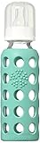 Lifefactory BPA-Free Glass Baby Bottle with Protective Silicone Sleeve and Stage 2 Nipple, Kale, 9 Ounce