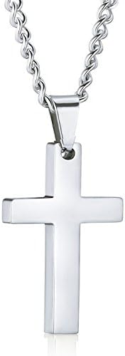 Joybeauty High Polished Stainless Steel Cross Pendant Chain Necklace for Women 22 Inches with Gift Box (Steel)