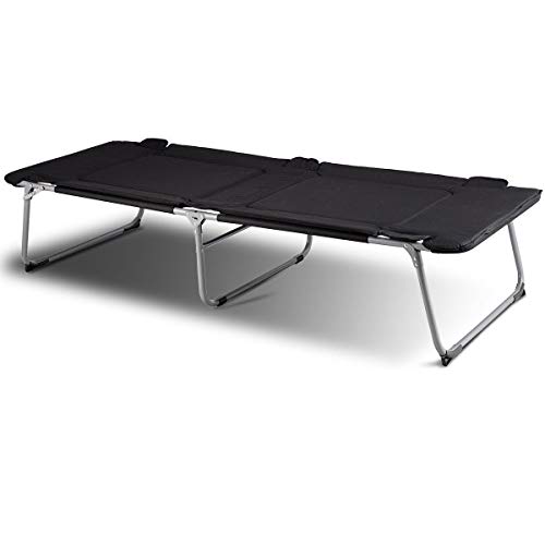 Heize best price Black Folding Portable Camping Cot Outdoor Portable Military Bed Hiking(U.S. Stock)