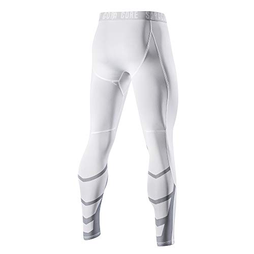 saraca core Men Boys Youth Compression Yoga Athletic Pants Running Football Tights Baselayer Workout Basketball Leggings (Whitepattern, Medium)