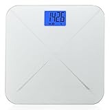 Smart Weigh Smart Tare Digital Body Weight Bathroom Scale with Baby or Pet Tare Weighing Technology, Large LCD Display and Tempered Glass Platform, 440lbs/200kg Capacity (Silver)