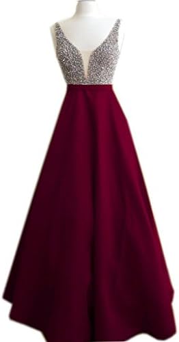 Women's Silver Sparkly Crystal Sexy V-Neck Prom Dresses Long 2017 Beading Party Ball Gown Sain Bridesmaid Dresses XY009