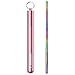 Sunnywoo Collapsible Reusable Straws,Portable Stainless Steel Metal Drinking Foldable Straw with Rose Gold Travel Case & Cleaning Brush & Keychain & Silicon Tips for Adults and Kids (Rainbow Straw)