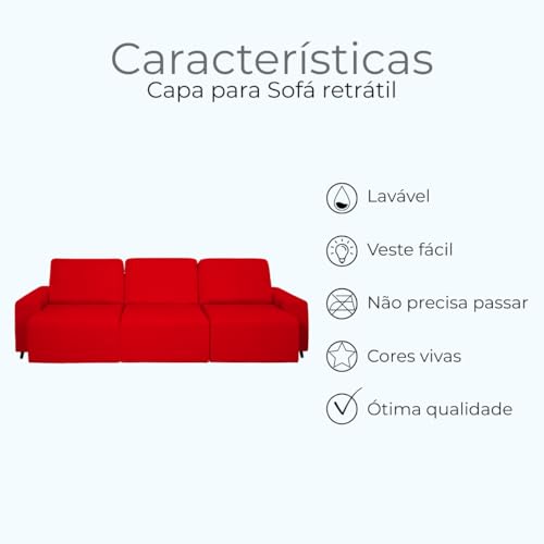 Capa Protetora de Sofá Retrátil Reclinável 3 Módulos King em Malha Gel Lisa Cobre Braço Completo (Tabaco)