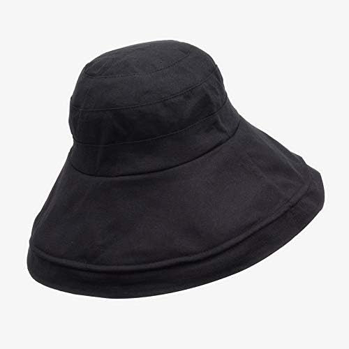 Amazon ネットレッドシェーディング帽子女性の夏のカバー広い庇綿麻漁師帽子大きな頭を囲む夏の大きなつばの日焼け止め韓国語版100 ドームはワイヤー調節可能な配達防風ロープ M を備えている 55 57cm ワイヤーでブラック スポットレディ をアップグレード