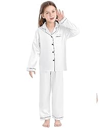 SWOMOG Kid Girls Boys Silk Satin Pajamas Set