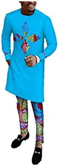 Pants Set Print Patchwork Cotton Tops 