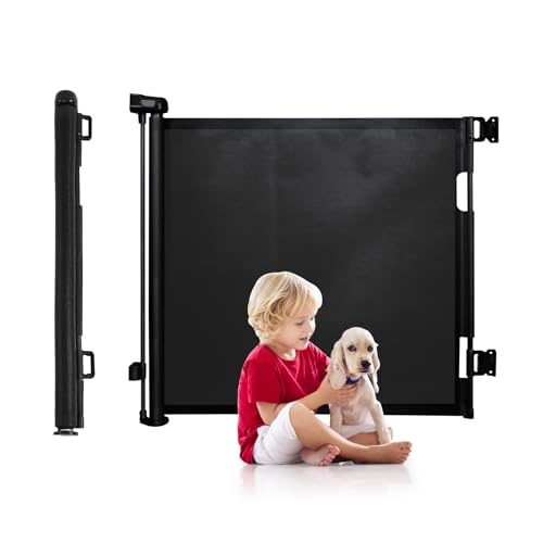 31pgQBwErrL Tiita Treppenschutzgitter Ausziehbar 0-140 Cm, Türschutzgitter Für Babys Und Haustiere, Kinder Treppenschutzgitter Geeignet Für Treppen, Türen, Balkone, Schwarz