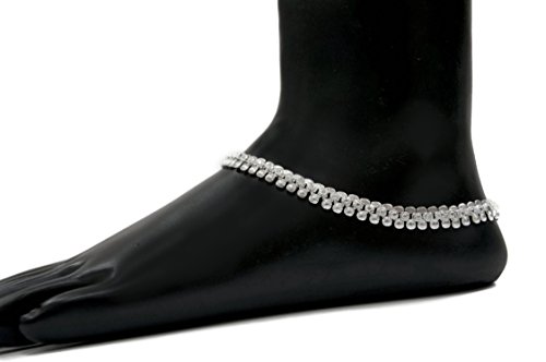 Indian anklet jewelry, ankle jewelry, plated silver anklet, foot chain, hippie anklet - 10.6 inches