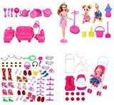 WNOLTEAB Doll Accessories for Barbie, Kid Doll Furniture Doll Kitchenware,Doll Decoration Crown Bicycle Stroller Stand Doll Hanger Bag,Doll Shoes Toy Accessories Furniture for Barbie Doll