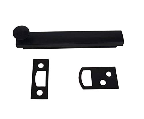 QCAA Heavy Duty Solid Brass Concealed Surface Bolt, 4", Matte Black, 1 Pack, Made in Taiwan