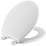 BEMIS 600E3 000 Toilet Seat will Slow Close and Never Come Loose, ROUND, Durable Enameled Wood, White