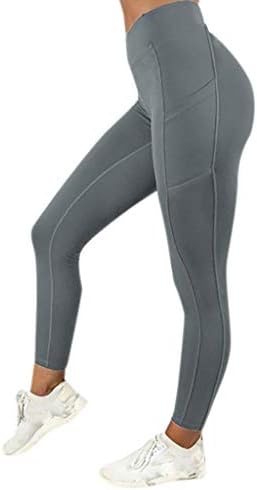 CapsA Yoga Leggings for Women Solid Pocket Sweatpants Workout Leggings Fitness Sports Running Yoga Athletic Pants