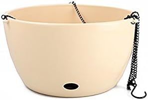 Plastic Resin Garden Decor Flower Pot Self-Watering Hanging Planter with Chain, Beige