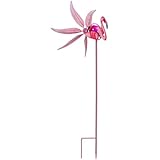 Evergreen Garden Flamingo Solar Wind Spinner - 13 x 11 x 36 Inches