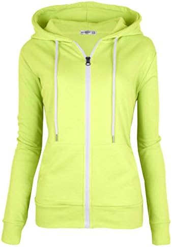 MAJECLO Women's Slim Fit Casual Full-Zip Hooded Lightweight Long Sleeve Sweatshirt