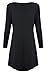 Floral Find Women Long Sleeve A-line Tunic Top Scoop Neck Loose Fit Blouse Shirt Flowy Layered Hem (Black, Large)