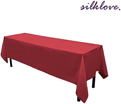 SilkLove Tablecloth - 60 x 126 Inch -Red-Rectangular Polyester Table Cloth, Wrinkle,Stain Resistant - Great for Buffet Table, Parties, Holiday Dinner &amp; More