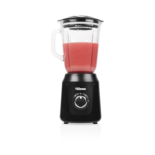 Blender, récipient en verre de 1 l, 2 vitesses, fonction pulse pour piler la glace, pièces résistant au lave-vaisselle, noir, 350 W, Smoothie Maker BL-4482