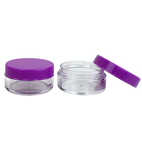 (Quantity: 40 Pieces) Beauticom 10G/10ML High Quality Clear Round Jars with Purple Lids for Beads, Gems, Glitter, Chrams, Small Arts and Crafts Items - BPA Free