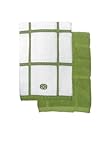 Calphalon Textiles 2-Piece Solid and Check Kitchen Towel Set, Wasabi