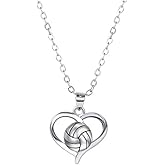 Izpack Fashion Volleyball Love Heart Pendant Necklace Cute Sport Fans Hearted Adjustable Chain Necklace Minimalist Jewelry Gifts for Women Athlete