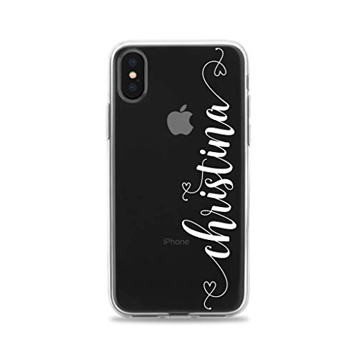 Personalized Phone Case Clear iPhone XS Max XR X 10 8 Plus 7 6s 6 SE 5s 5 with Custom Name Hearts Slim Soft Rubber