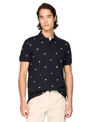 Tommy Hilfiger Men’s Critter Regular Short Sleeve Polo, Desert Sky Small