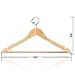 HKLIVE Natural Wooden Suit Hangers with Pants Bar Solid Wood Coat Hanger with 360 Degree Swivel Hook 20 Pack