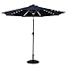 C-Hopetree 9 ft Outdoor Patio Market Table Umbrella with Solar LED Lights and Tilt, Navy Blue