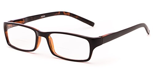 Readers.com The Vancouver Bifocal +1.50 Black and Brown Unisex Simple Rectangle Bifocal Reading Glasses