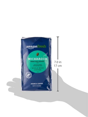 AMAZON FRESH, NICARAGUA WHOLE BEAN COFFEE, MEDIUM ROAST, 12 OUNCE (PACK OF 3)