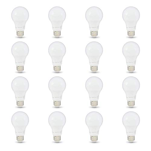 AmazonBasics 60W Equivalent, Daylight, Non-Dimmable, 10,000 Hour Lifetime, A19 LED Light Bulb | 16-Pack