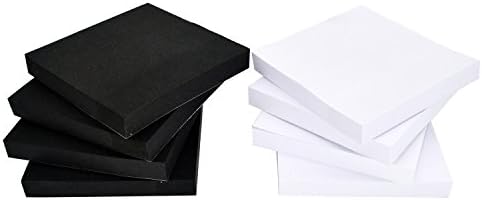 LinQuick Sticky Notes,Memo Self-Stick Notes 3x3 inch 100Sheets/Pad 4 Pads of Black ,4 Pads of White Individual Package (Black+White)