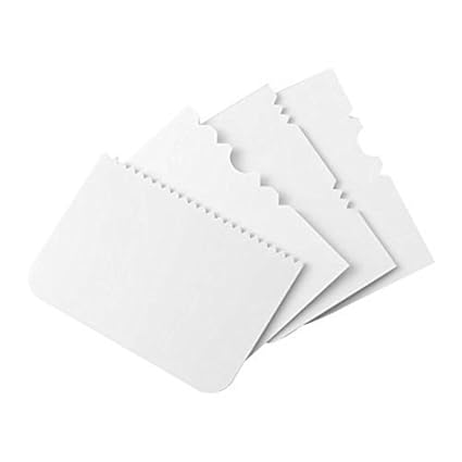Bianca Plastic DeGeneres 4 Patterns Cake Scrapers Set, 4x3-inch(White) - Set of 4