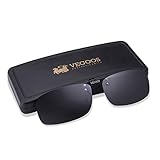 VEGOOS Clip on Sunglasses Over Prescription Glasses for Women Men Polarized Flip up Sunglasses with Case Black 59mm