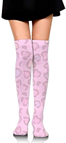 deyhfef Women Thigh High Socks Over Knee Leopard Pink Extra Long Tube Dress Legging Slim Look
