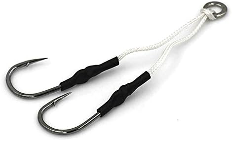 BlueSardine 10Set 20PCS High Carbon Steel Assist Hooks with Line Fishhook Barbed Sea Fishing Hooks Tackle