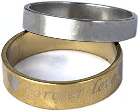 Waama Jewels Silver and Gold Forever Love Couple Rings for Boys and Girls(2Pcs Size 19.0)