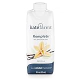 Kate Farms Komplete Vanilla Meal Replacement Shake, Gluten-Free, Nut-Free, Dairy-Free Drink, Essential Vitamins, Organic Plant-Based Protein Ready-to-Drink, 11 Fluid Ounces (Case of 12)