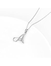YFN - Collar con colgante de letra del alfabeto (plata de ley 925)