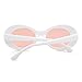 QIFANDI UV400 Clout Goggles Bold Retro Oval Mod Thick Frame Sunglasses (White Frame&Pink Lens)
