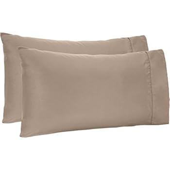 AmazonBasics Light-Weight Microfiber Pillowcases - 2-Pack, Standard, Taupe