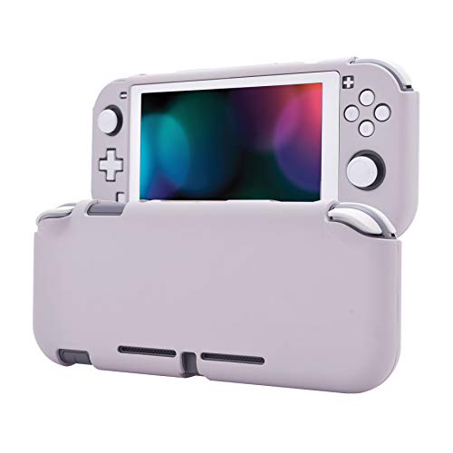 eXtremeRate PlayVital Customized Protective Grip Case for Nintendo Switch Lite, Rhapsody Violet Hard Cover for Nintendo Switch Lite - 1 x White Border Tempered Glass Screen Protector Included