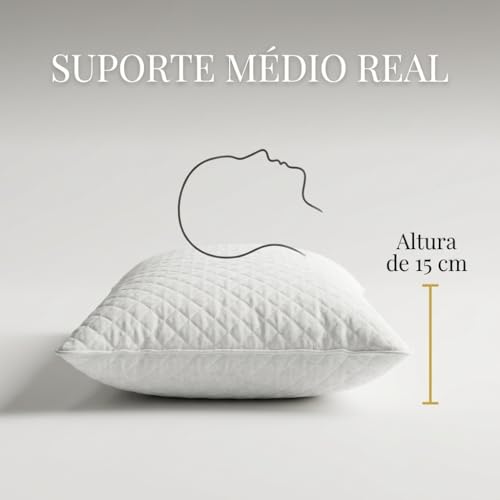 Kit 2 Travesseiros Toque de Pluma 50x70cm Kit Travesseiro Casal Percal 180 Fios Antialérgico Antimofo Antiácaro Lavável Suporte Médio Travesseiro Confortável para Dormir Macio e Leve Conforto Premium