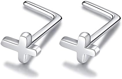 LUHE Ball Stud Nose Rings,Cross Stud Nose Rings,925 Sterling Silver Nose Body Piercing Stud Earrings for Womens Mens