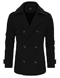 Tom's Ware Men's Stylish Wool Blend Double Breasted Pea Coat TWCC10-BLACK-US XXL
