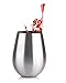 Potree Stainless Steel Insulated Stemless Wine Glass Unbreakable Set of 2 Cups