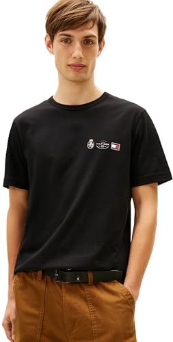 T-Shirt Manches Courtes Homme Small Crest Outline avec Col Ras-du-Cou, Noir (Black), S
