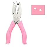 Iztoss Handheld 1/4 Inch Hole Paper Punch Puncher with Pink Grip（ Heart）